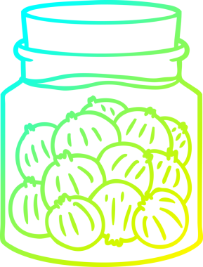 Bir insan tarafından çizilmiş soğan turşusu karikatürünün soğuk gradyan çizimi