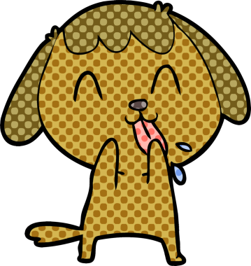 Bir insan tarafından çizilmiş şirin bir çizgi film köpeği.