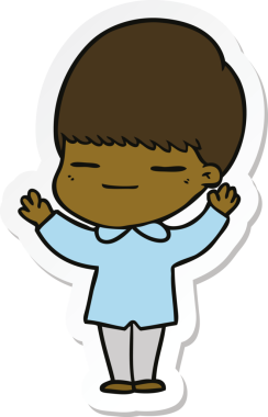 Bir insan tarafından çizilmiş kendini beğenmiş bir çocuğun çıkartması.