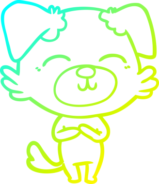 Bir insan tarafından çizilen çizgi film köpeğinin soğuk gradyan çizgisi.