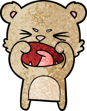 Bir insan tarafından çizilmiş kızgın çizgi film ayısı.