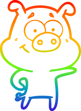 Gökkuşağı gradyan çizimi bir insan tarafından çizilmiş çizgi domuz çizimi