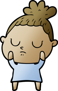 Bir insan tarafından çizilmiş sakin bir kadın çizgi filmi.