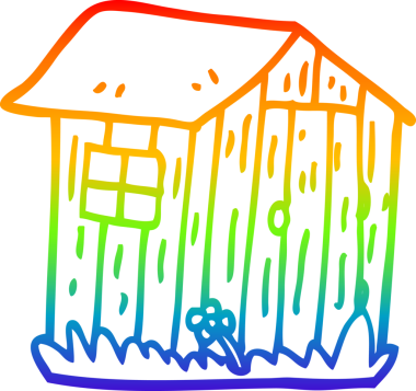 Gökkuşağı gradyan çizgi çizimi Bir insan tarafından çizilmiş ahşap ahşap