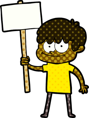 Bir insan tarafından çizilmiş mutlu çizgi film adamı.