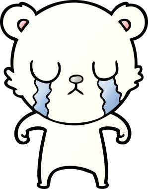 Bir insan tarafından çizilmiş üzgün küçük kutup ayısı çizgi filmi.