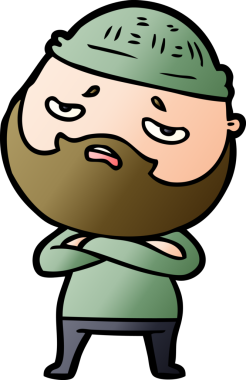 Bir insan tarafından çizilmiş sakallı endişeli bir adam.