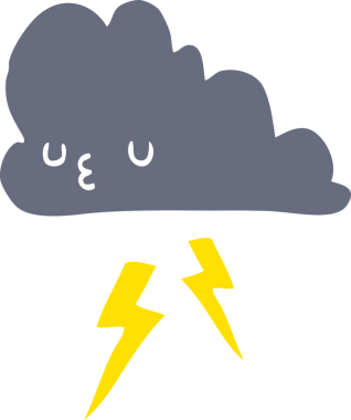 Bir insan tarafından çizilmiş düz renk çizgi film fırtına bulutu