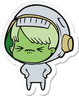 Bir insan tarafından çizilmiş kalçaları olan kızgın bir uzay kızının çıkartması.