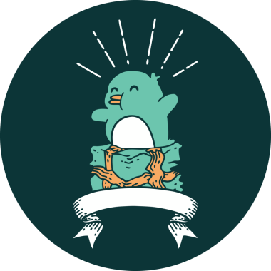 Bir insan tarafından çizilmiş, dövme stili bir penguenin simgesi