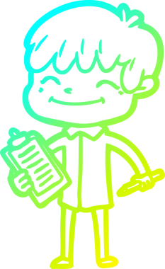 Bir çizgi film karakteri çizen soğuk çizgi bir insan tarafından çizilmiş mutlu çocuk.