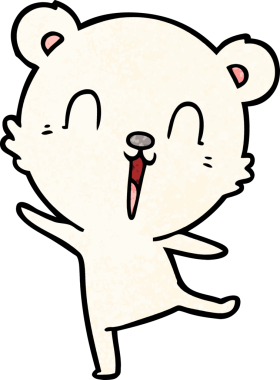 Bir insan tarafından çizilmiş mutlu kutup ayısı çizgi filmi.