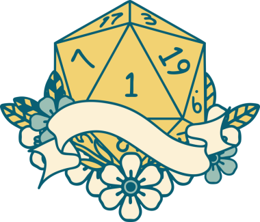 Retro Dövme Biçimi Doğal Bir d20 zar bir insan tarafından çizildi