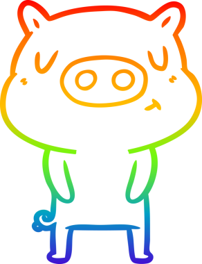 gökkuşağı gradyan çizgi çizimi bir insan tarafından çizilmiş içerikli domuz