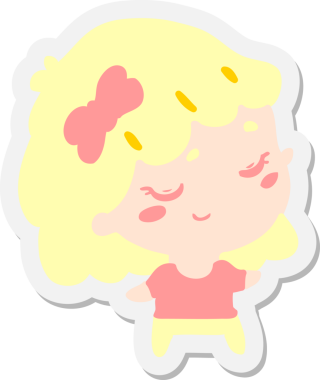 Bir insan tarafından çizilmiş mutlu kız etiketi.