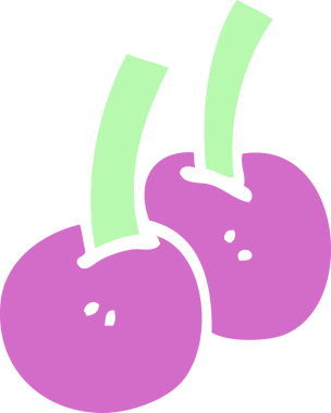 Bir insan tarafından çizilmiş düz renkli çizim kirazları