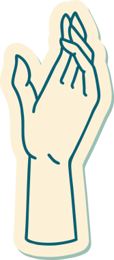 Bir insan tarafından çizilmiş geleneksel bir el dövmesi çıkartması.