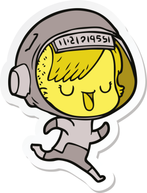 Bir insan tarafından çizilmiş astronot bir kadının çıkartması.