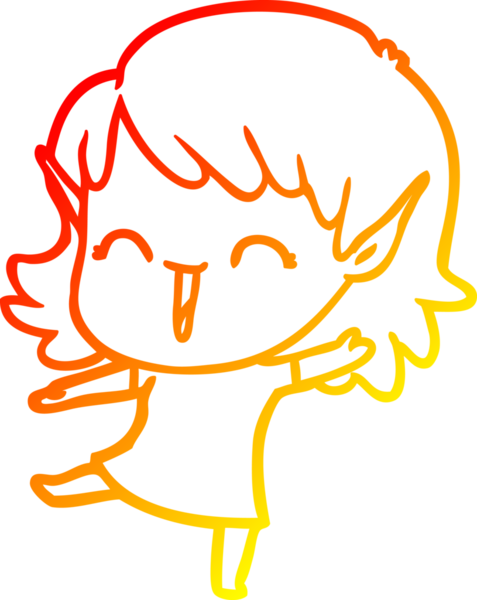 Bir insan tarafından çizilmiş çizgi film karakteri bir elf kızı çizimi