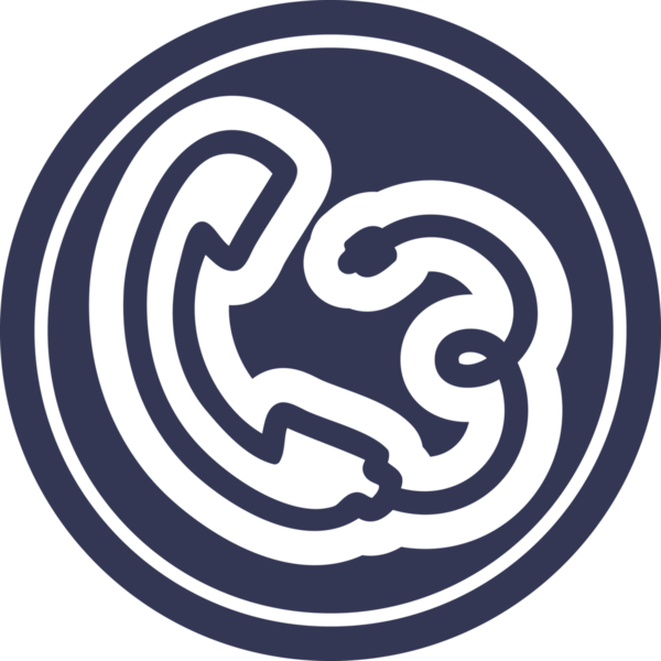 bir insan tarafından çizilmiş telefon ahizesi dairesel simgesi