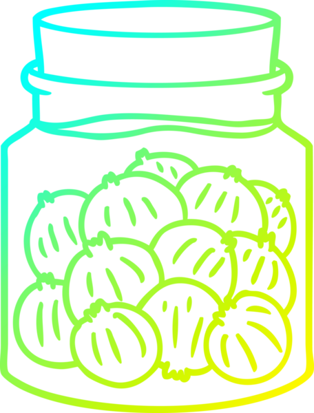 Bir insan tarafından çizilmiş soğan turşusu karikatürünün soğuk gradyan çizimi