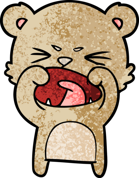 Bir insan tarafından çizilmiş kızgın çizgi film ayısı.