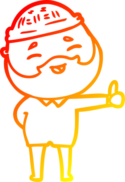 Bir insan tarafından çizilmiş mutlu sakallı bir adamın çizgi çizimi.