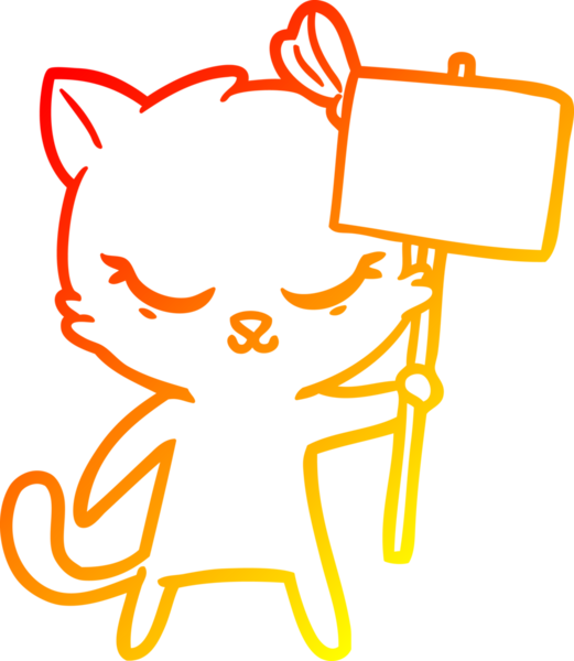 Bir insan tarafından çizilmiş bir çizgi film kedisinin sıcak çizgi çizimi.