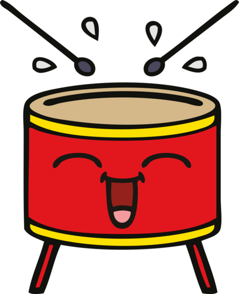 Bir insan tarafından çizilmiş mutlu davul karikatürü.