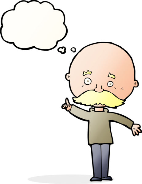 Bir insan tarafından çizilmiş düşünce balonlu kel bir adam.