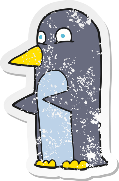 Bir insan tarafından çizilmiş penguen çizgi filminin gerilimli yapıştırması.