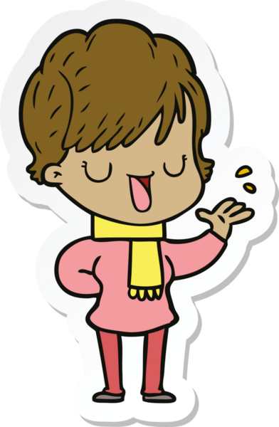 Bir insan tarafından çizilmiş bir karikatür kadının çıkartması.