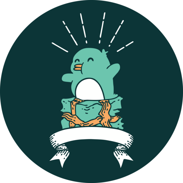 Bir insan tarafından çizilmiş, dövme stili bir penguenin simgesi