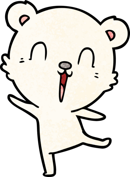 Bir insan tarafından çizilmiş mutlu kutup ayısı çizgi filmi.