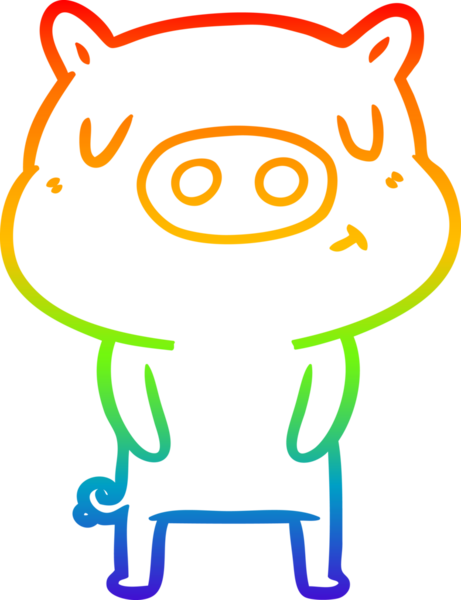 gökkuşağı gradyan çizgi çizimi bir insan tarafından çizilmiş içerikli domuz