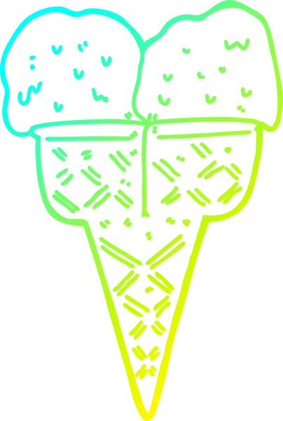 Bir insan tarafından çizilmiş dondurmanın soğuk gradyan çizgisi.