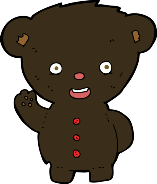 Bir insan tarafından çizilmiş siyah ayı yavrusunu sallayan at arabası.