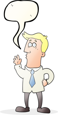 Bir insan tarafından çizilmiş serbest konuşma balonu karikatürü işadamı