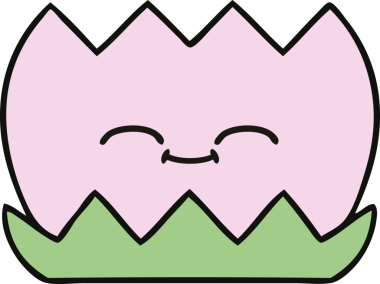 Bir insan tarafından çizilmiş tatlı bir nilüfer çiçeği karikatürü.