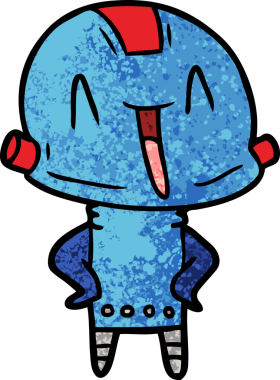 Bir insan tarafından çizilmiş çizgi film robotu