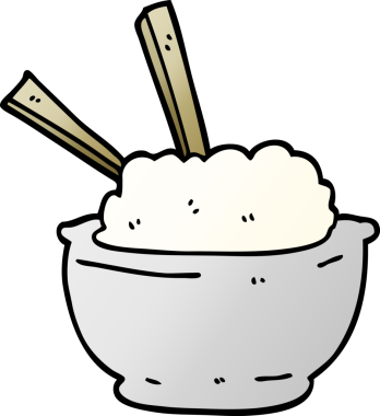 Bir insan tarafından çizilmiş karalama pirinç kasesi.