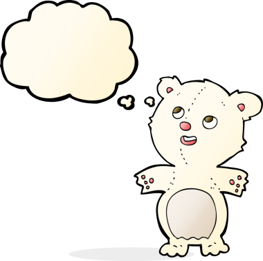 çizgi film mutlu küçük kutup ayısı bir insan tarafından çizilmiş düşünce kabarcığı