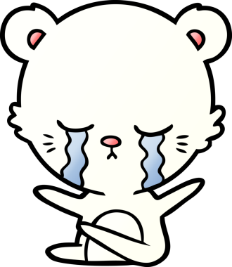 Bir insan tarafından çizilmiş üzgün küçük kutup ayısı çizgi filmi.