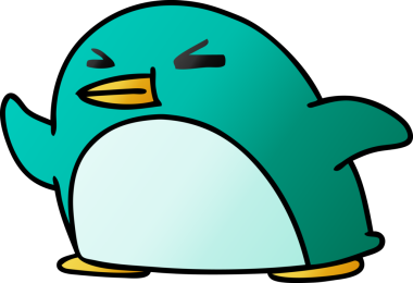 bir insan tarafından çizilmiş sevimli bir penguenin gradyan çizimi kawaii