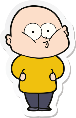 Bir insan tarafından çizilmiş kel bir adamın çıkartması.