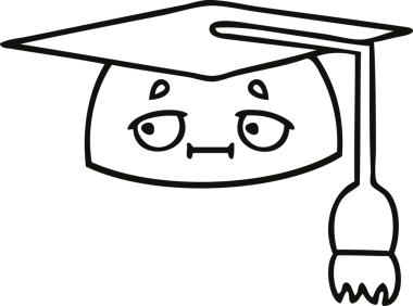 Mezuniyet şapkası çizimi bir insan tarafından çizilmiş.