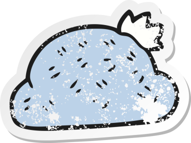 İnsan tarafından çizilmiş bir çizgi film şapkasının gerilimli retro çıkartması.