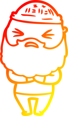 Bir insan tarafından çizilmiş sakallı bir çizgi film karakteri.