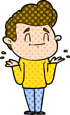 Bir insan tarafından çizilen mutlu çizgi film adamı.