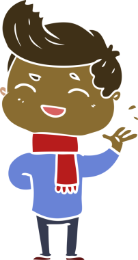 Bir insan tarafından çizilmiş düz renkli çizgi film adamı.